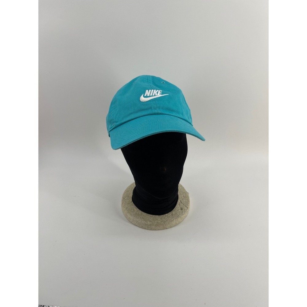 Nike Club Cap Teal Blue Cotton Adjustable Strapback Hat M/L Futura Logo